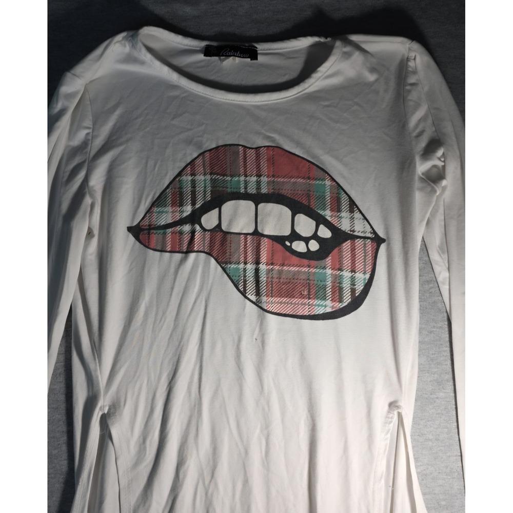 BITE THE BULLET RED LIPS VINTAGE WOMEN'S COTTON SHORT SLEEVE T-SHIRT Medium